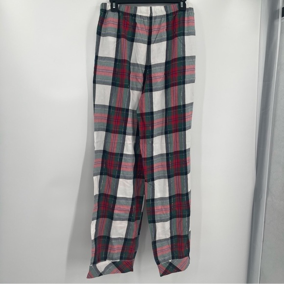 VICTORIA'S SECRET PLAID PAJAMAS Size Medium RED GREEN SPARKLE COTTON flannel - Picture 9 of 9
